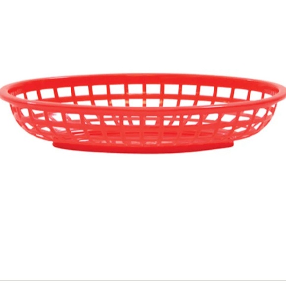 Tablecraft 1074R 9 1/4" x 6" x 1 3/4" red classic oval plastic basket  set of 10 - Picture 4 of 4